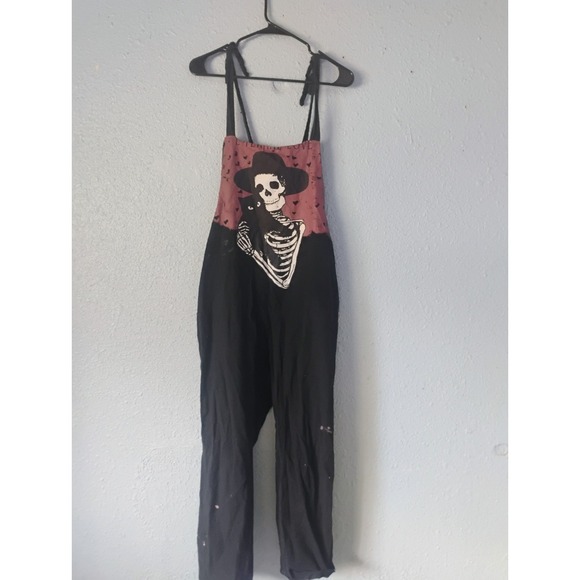 Emoji Pants - Skull Cool Goth Emo Punk Painter Artist Overalls Bibbs Black Cat Large/XL Sweet